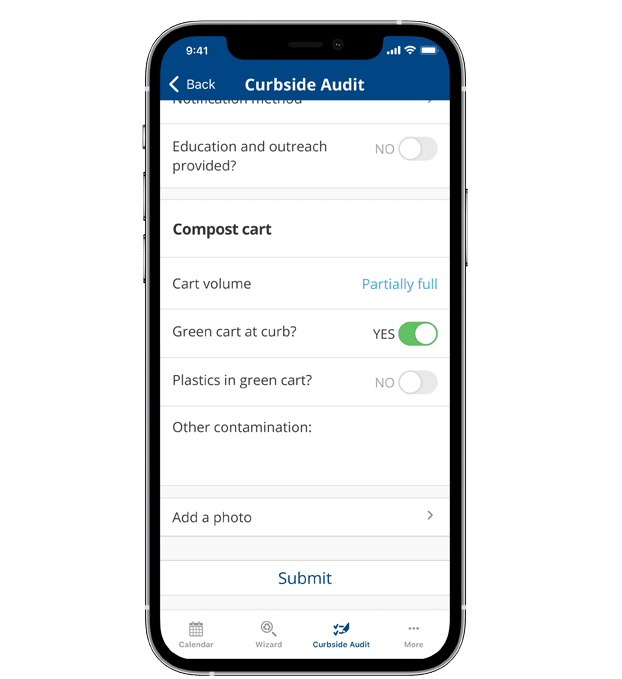 Curbside Audit Tool Screenshot Notify and Inform